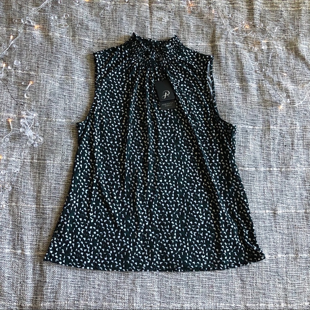 “Adrianna Papell” Leopard Mock Neck Sleeveless Top